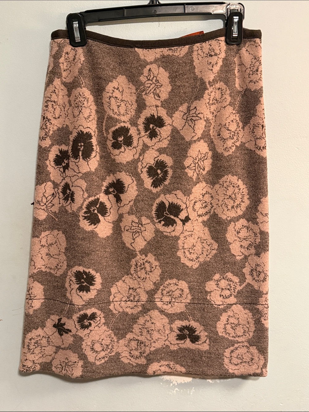 Missoni Floral Knit Pencil Skirt in Pink and Brown
